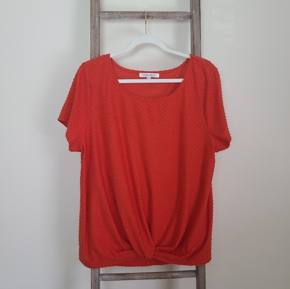 ⭐️40% Off⭐️ Rose + Olive Tomato Red Cross Front Top